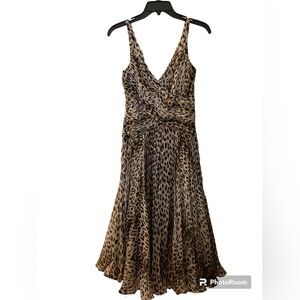 Tadashi collection leopard print 100% silk dress